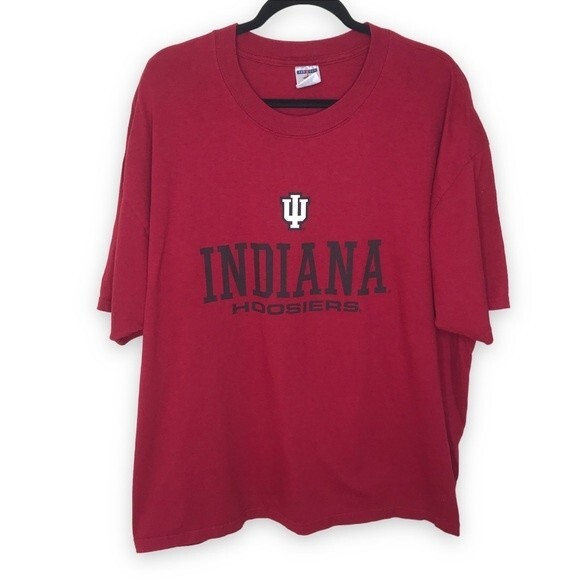 Jerzees Indiana Hoosiers Crew Neck Short Sleeve Red T Shirt Men's Size 2X NCAA - Picture 1 of 9